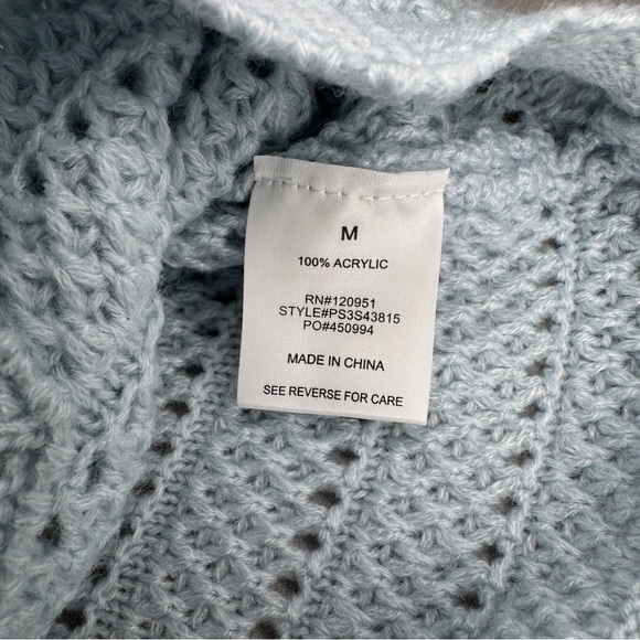 Pink Rose Light Blue Knit Sweater Size Medium - Picture 9 of 9